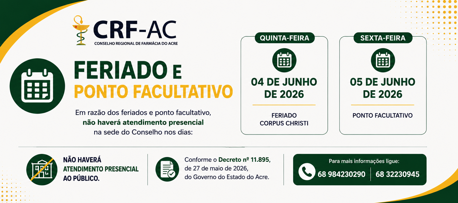 FERIADO E PONTO FACULTATIVO